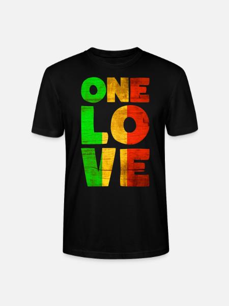 Rastafari EN KÄRLEK Reggae Stil - Ekologisk T-shirt CRAFTER unisex från Stanley/Stella - svart