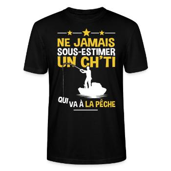 Nord pas de calais chti ch'ti pêche pêcheur - T-shirt bio CRAFTER Stanley Stella Unisexe - noir - Devant - Alina (178cm) & Michal (187cm)