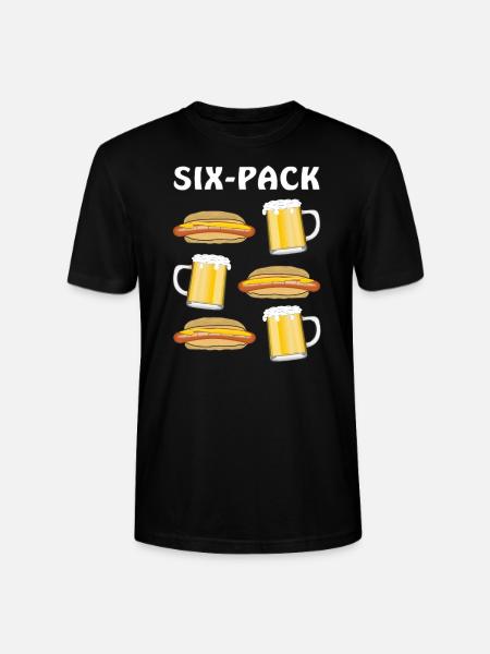 BRATWURST AND BEER MY SIX-PACK - Stanley/Stella CRAFTER Unisex Organic T-Shirt - black
