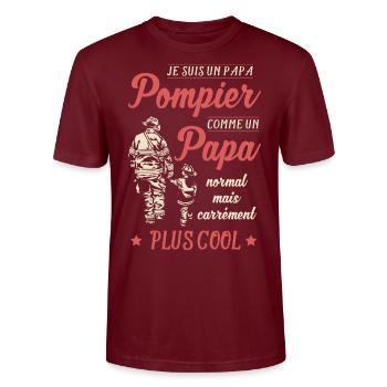 papa pompier plus cool - T-shirt bio CRAFTER Stanley Stella Unisexe - bordeaux - Devant - Alina (178cm) & Michal (187cm)