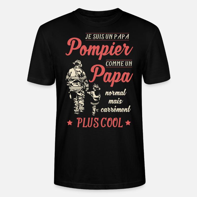 papa pompier plus cool - T-shirt bio CRAFTER Stanley Stella Unisexe - noir