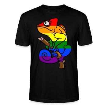 Chameleon LBGT Gay Pride Colorful Summer - Stanley/Stella CRAFTER Unisex Organic T-Shirt - black - Front - Alina (178cm) & Michal (187cm)