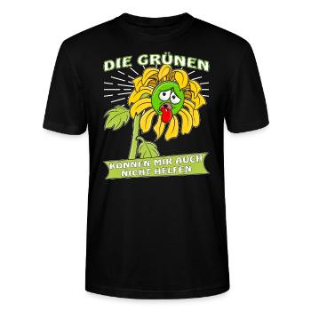 DIE GRÜNEN KÖNNEN MIR AUCH NICHT HELFEN - Stanley/Stella Unisex Bio-T-Shirt CRAFTER - Schwarz - Vorne - Alina (178cm) & Michal (187cm)