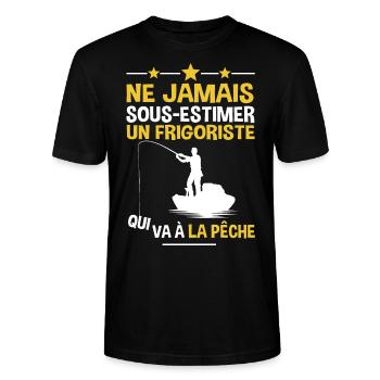 Frigoriste cadeau drôle pêcheur métier pêche - T-shirt bio CRAFTER Stanley Stella Unisexe - noir - Devant - Alina (178cm) & Michal (187cm)