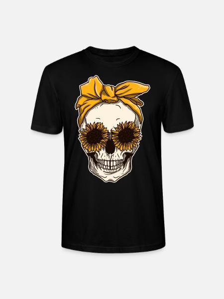 Sunflower skull skeleton neckerchief Halloween - Stanley/Stella CRAFTER Unisex Organic T-Shirt - black