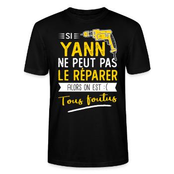 Si Yann ne peut pas le réparer on est foutus - T-shirt bio CRAFTER Stanley Stella Unisexe - noir - Devant - Alina (178cm) & Michal (187cm)