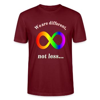 Neurodiversity, Autism awareness, We are - Stanley/Stella CRAFTER Unisex Organic T-Shirt - burgundy - Front - Alina (178cm) & Michal (187cm)