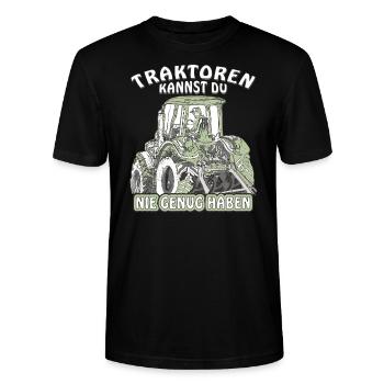 TRAKTOREN KANNST DU NIE GENUG HABEN - Stanley/Stella Unisex Bio-T-Shirt CRAFTER - Schwarz - Vorne - Alina (178cm) & Michal (187cm)