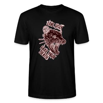 Live Ugly Fake Your Own Death - Stanley/Stella Unisex Bio-T-Shirt CRAFTER - Schwarz - Vorne - Alina (178cm) & Michal (187cm)
