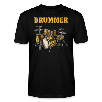 DRUMMER - Stanley/Stella Unisex Bio-T-Shirt CRAFTER - Schwarz - Vorne - Alina (178cm) & Michal (187cm)