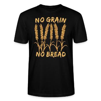 NO GRAIN NO BREAD - Stanley/Stella CRAFTER Unisex Organic T-Shirt - black - Front - Alina (178cm) & Michal (187cm)