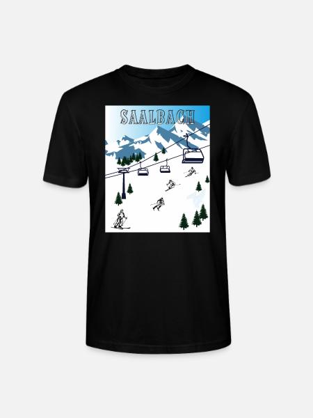 SKIING SAALBACH - Stanley/Stella CRAFTER Unisex Organic T-Shirt - black