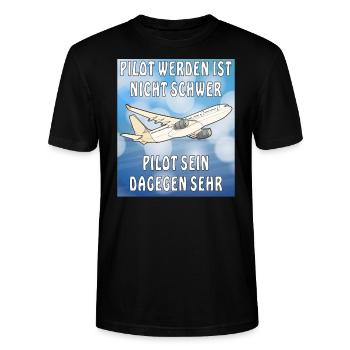 FLUGZEUG PILOT WERDEN IST NICHT SCHWER - Stanley/Stella Unisex Bio-T-Shirt CRAFTER - Schwarz - Vorne - Alina (178cm) & Michal (187cm)