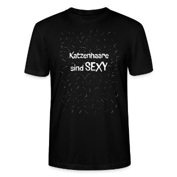 Katzenhaare sind SEXY - Stanley/Stella Unisex Bio-T-Shirt CRAFTER - Schwarz - Vorne - Alina (178cm) & Michal (187cm)
