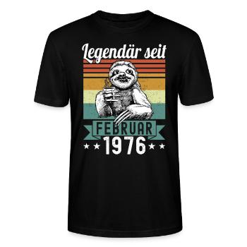 Faultier Legendär seit Februar 1976 Geburtstag - Stanley/Stella Unisex Bio-T-Shirt CRAFTER - Schwarz - Vorne - Alina (178cm) & Michal (187cm)