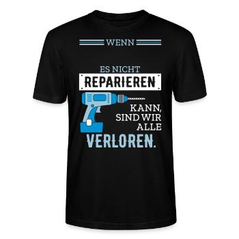 Wenn .. es nicht reparieren kann sind wir verloren - Stanley/Stella Unisex Bio-T-Shirt CRAFTER - Schwarz - Vorne - Alina (178cm) & Michal (187cm)