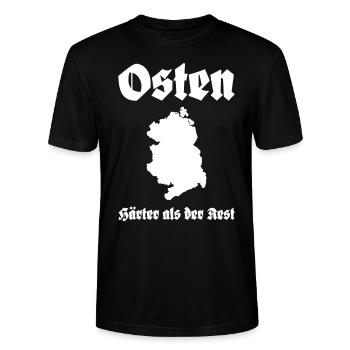 Osten Härter als der Rest Ossi Spruch - Stanley/Stella Unisex Bio-T-Shirt CRAFTER - Schwarz - Vorne - Alina (178cm) & Michal (187cm)