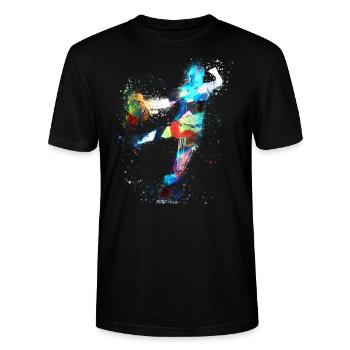 Handball, handballer, Beachhandball,Graffiti - Stanley/Stella Unisex Bio-T-Shirt CRAFTER - Schwarz - Vorne - Alina (178cm) & Michal (187cm)