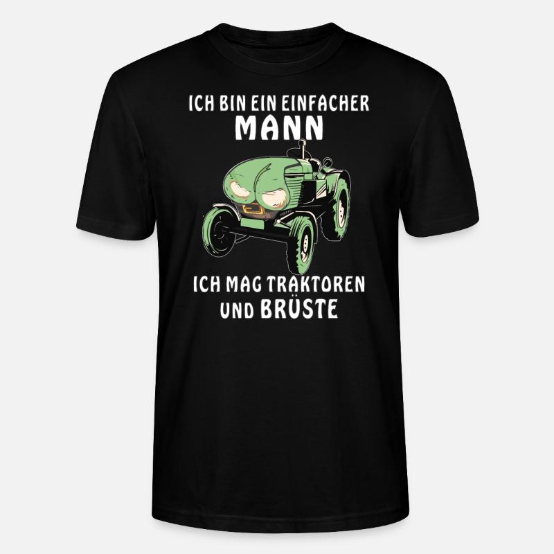 TRAKTOR ICH MAG BRÜSTE - Stanley/Stella Unisex Bio-T-Shirt CRAFTER - Schwarz