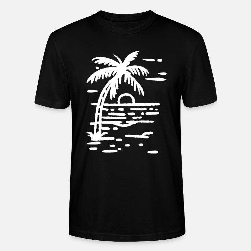 Palm Tree Beach Sunset - Stanley/Stella CRAFTER Unisex Organic T-Shirt - black