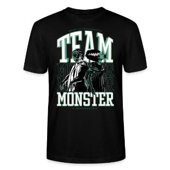 Universal Monsters Team Monster Frankenstein - Stanley/Stella CRAFTER Unisex Organic T-Shirt - black - Front - Alina (178cm) & Michal (187cm)
