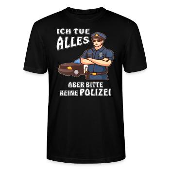 POLIZEI ICH TUE ALLES KEINE POLIZEI - Stanley/Stella Unisex Bio-T-Shirt CRAFTER - Schwarz - Vorne - Alina (178cm) & Michal (187cm)
