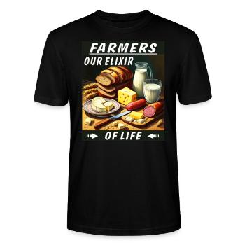 FARMERS OUR ELIXIR OF LIFE - Stanley/Stella CRAFTER Unisex Organic T-Shirt - black - Front - Alina (178cm) & Michal (187cm)