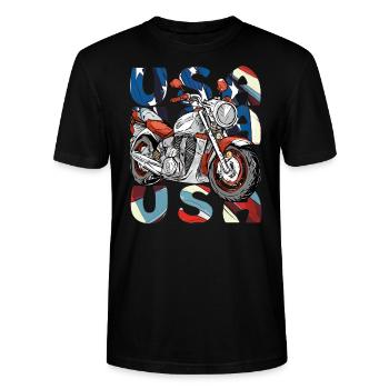 MOTORRAD USA - Stanley/Stella Unisex Bio-T-Shirt CRAFTER - Schwarz - Vorne - Alina (178cm) & Michal (187cm)