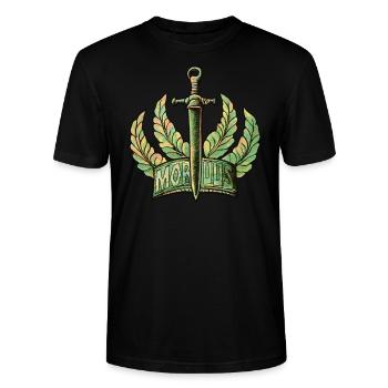 MEDIEVAL RENAISSANCE SWORD - Stanley/Stella CRAFTER Unisex Organic T-Shirt - black - Front - Alina (178cm) & Michal (187cm)