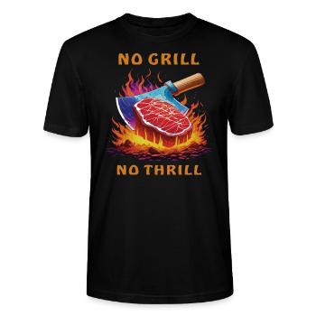 STEAK NO GRILL NO THRILL - Stanley/Stella CRAFTER Unisex Organic T-Shirt - black - Front - Alina (178cm) & Michal (187cm)