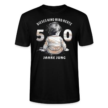 CHILD 50TH BIRTHDAY - Stanley/Stella CRAFTER Unisex Organic T-Shirt - black - Front - Alina (178cm) & Michal (187cm)