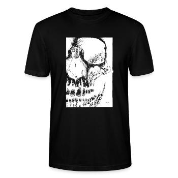 Skull Bones Ink Drawing - Stanley/Stella Unisex Bio-T-Shirt CRAFTER - Schwarz - Vorne - Alina (178cm) & Michal (187cm)