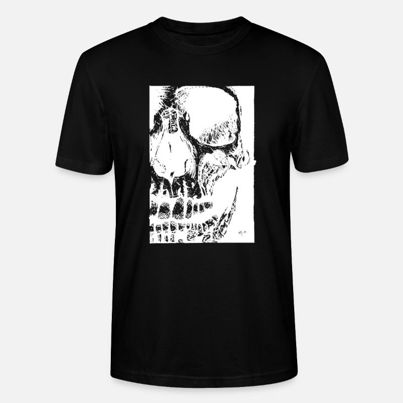 Skull Bones Ink Drawing - Stanley/Stella CRAFTER Unisex Organic T-Shirt - black