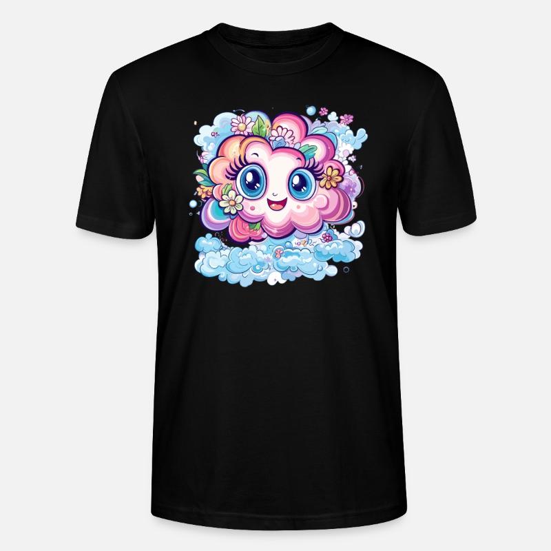 Nuage de fleurs heureux - T-shirt bio CRAFTER Stanley Stella Unisexe - noir