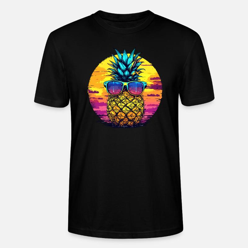 Sonnen Ananas mit Brille - Stanley/Stella Unisex Bio-T-Shirt CRAFTER - Schwarz