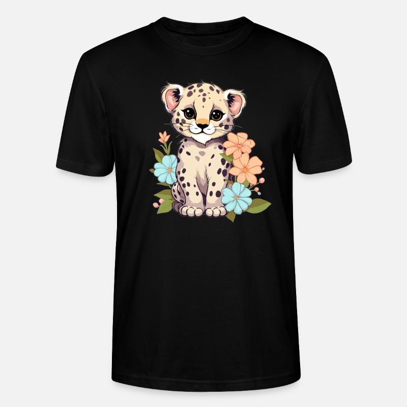 Léopard à fleurs - T-shirt bio CRAFTER Stanley Stella Unisexe - noir