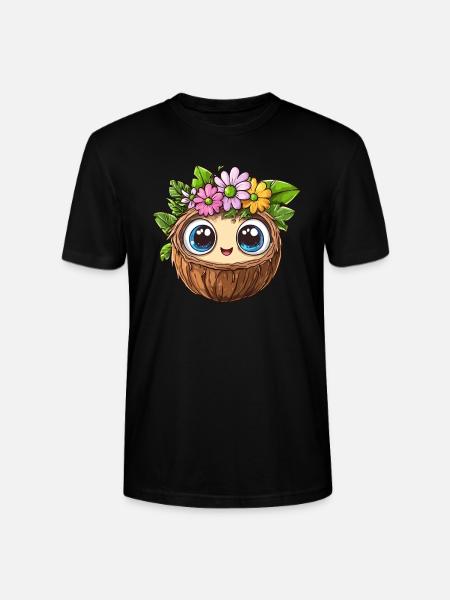 Kokosnuss mit Blumenkrone - Stanley/Stella Unisex Bio-T-Shirt CRAFTER - Schwarz