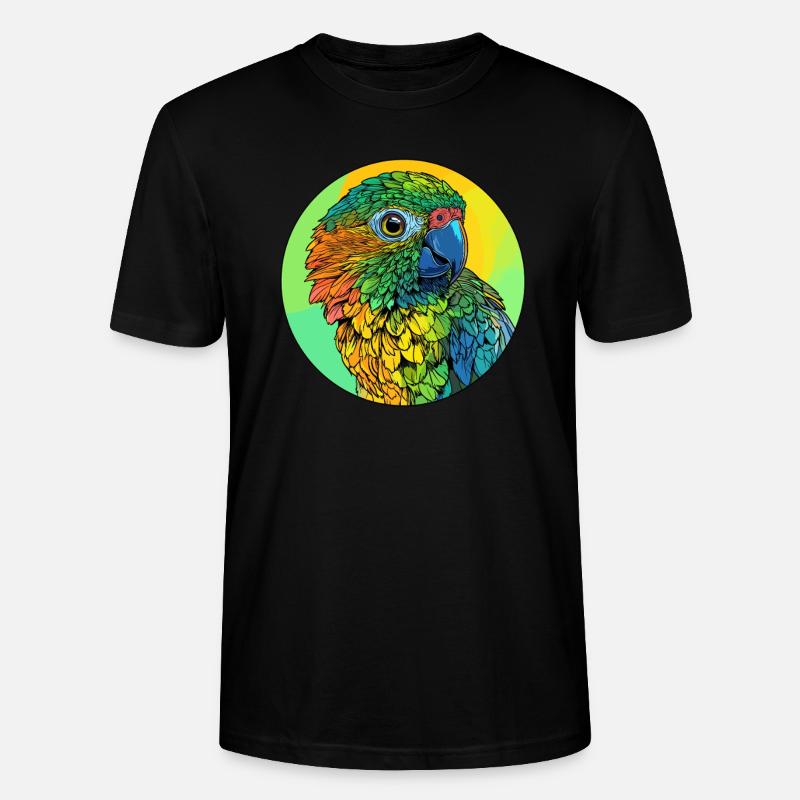 Bunter Papageienkopf - Stanley/Stella Unisex Bio-T-Shirt CRAFTER - Schwarz