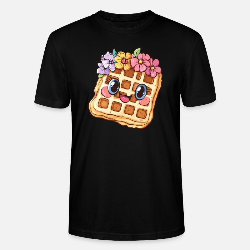 Waffle with flowers - Stanley/Stella CRAFTER Unisex Organic T-Shirt - black