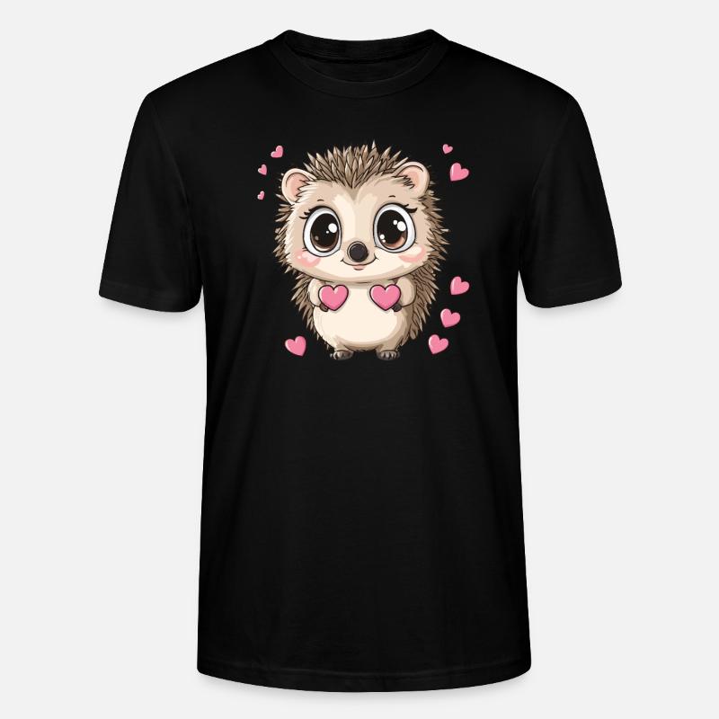 Igel mit Herzen - Stanley/Stella Unisex Bio-T-Shirt CRAFTER - Schwarz