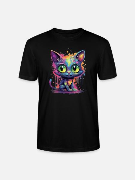 Bunte Neon Katze - Stanley/Stella Unisex Bio-T-Shirt CRAFTER - Schwarz