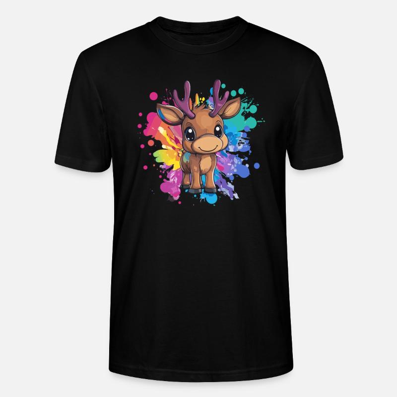Rehkitz auf Farbexplosion - Stanley/Stella Unisex Bio-T-Shirt CRAFTER - Schwarz