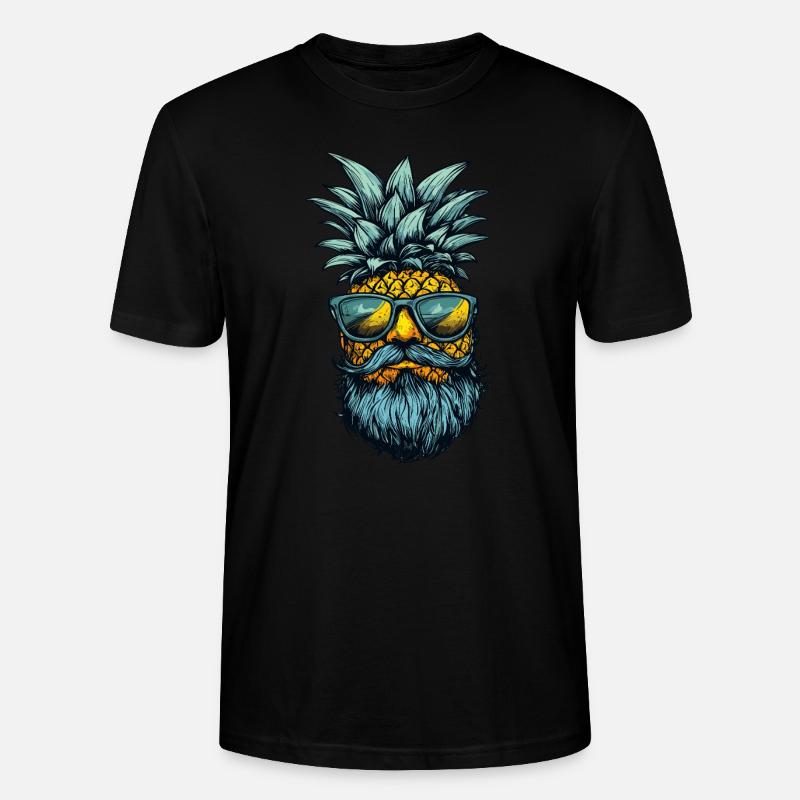 Ananas mit Bart - Stanley/Stella Unisex Bio-T-Shirt CRAFTER - Schwarz