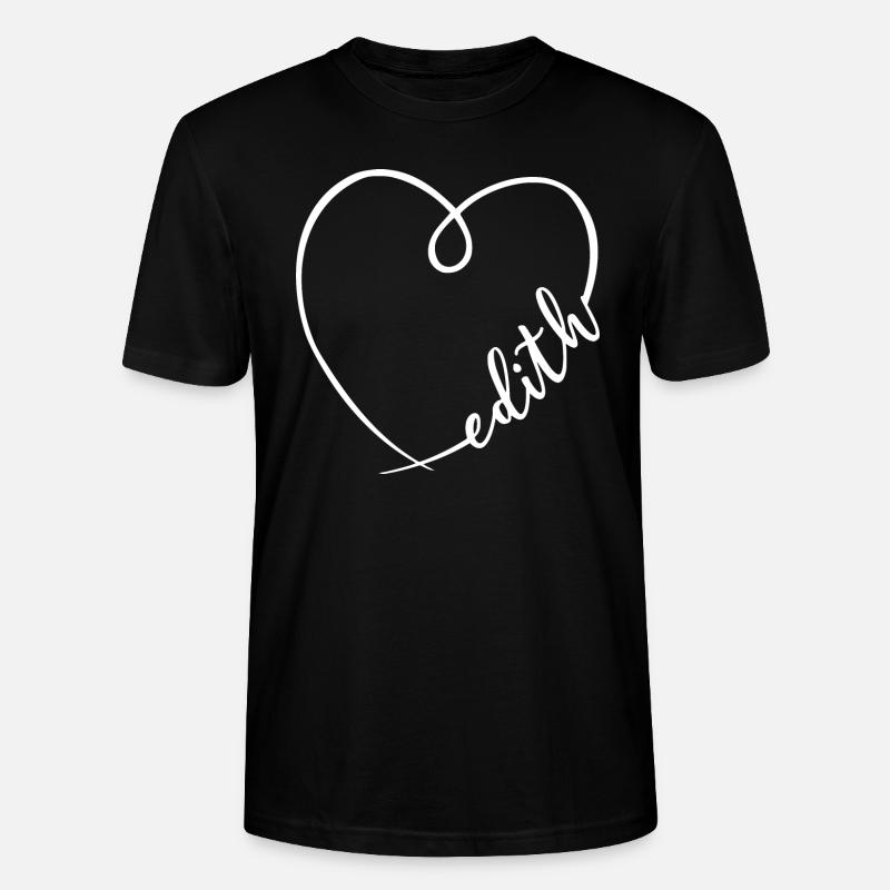 Edith Name Calligraphy Heart - Stanley/Stella CRAFTER Unisex Organic T-Shirt - black