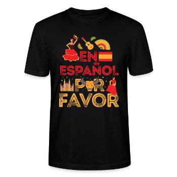 En Español Por Favor Spanien Spanisch Lehrer Geschenk - Stanley/Stella Unisex Bio-T-Shirt CRAFTER - Schwarz - Vorne - Alina (178cm) & Michal (187cm)