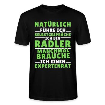 Ich führe Selbstgespräche - Radler Edition - Stanley/Stella Unisex Bio-T-Shirt CRAFTER - Schwarz - Vorne - Alina (178cm) & Michal (187cm)