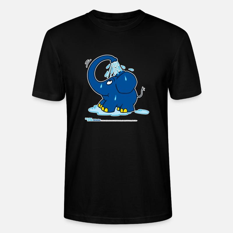 Der Elefant duscht mit Rüssel - Stanley/Stella Unisex Bio-T-Shirt CRAFTER - Schwarz