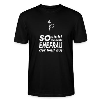Ehefrau - Stanley/Stella Unisex Bio-T-Shirt CRAFTER - Schwarz - Vorne - Alina (178cm) & Michal (187cm)