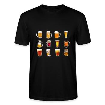 bier - Stanley/Stella Unisex Bio-T-Shirt CRAFTER - Schwarz - Vorne - Alina (178cm) & Michal (187cm)