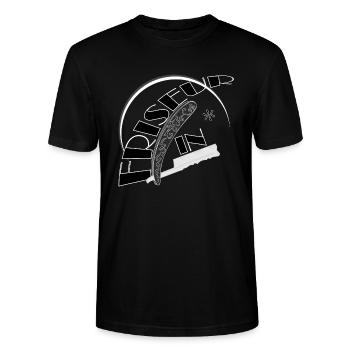 Hairdresser Razor Salon black white - Stanley/Stella CRAFTER Unisex Organic T-Shirt - black - Front - Alina (178cm) & Michal (187cm)